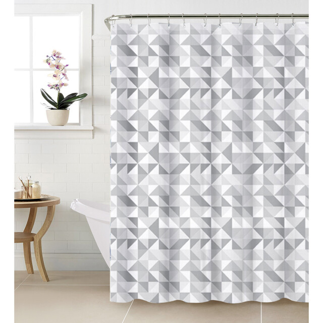 Triangle Geometric Shower Curtain Grey 180 x 180cm