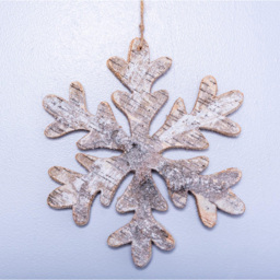 Shatchi Snowflake Shape Birch Bark Wooden Christmas Decoration 20cm - thumbnail 2