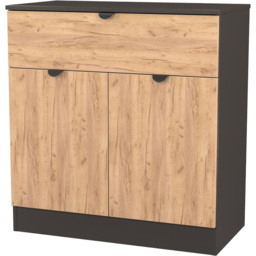 Crowndale Bora 2 Door Single Drawer Gold Craft Oak and Graphite Sideboard Ready Assembled - thumbnail 4