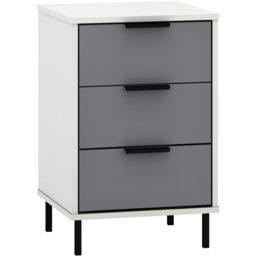 Seconique Madrid 3 Drawer Grey and White Gloss Bedside Table - thumbnail 2
