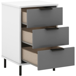 Seconique Madrid 3 Drawer Grey and White Gloss Bedside Table - thumbnail 4