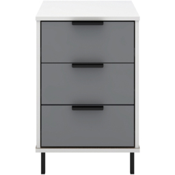 Seconique Madrid 3 Drawer Grey and White Gloss Bedside Table - thumbnail 3