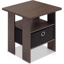 Walplus Andrey Single Drawer Single Shelf Dark Brown and Black End Table - thumbnail 2