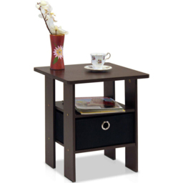 Walplus Andrey Single Drawer Single Shelf Dark Brown and Black End Table - thumbnail 3