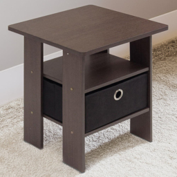 Walplus Andrey Single Drawer Single Shelf Dark Brown and Black End Table - thumbnail 1