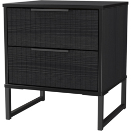 Crowndale Fluted 2 Drawer Black Ash Compact Bedside Cabinet Ready Assembled - thumbnail 4