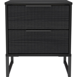 Crowndale Fluted 2 Drawer Black Ash Compact Bedside Cabinet Ready Assembled - thumbnail 2