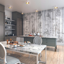 Origin Murals Alice in Wonderland Vintage Wood White Wall Mural - thumbnail 3