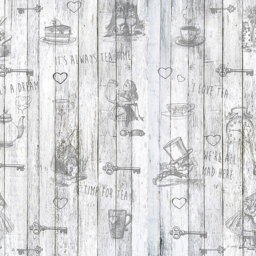 Origin Murals Alice in Wonderland Vintage Wood White Wall Mural - thumbnail 2