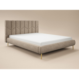 SOLACE+CO Isabela Double Beige Chenille Ottoman Bed with Panel Headboard - thumbnail 3