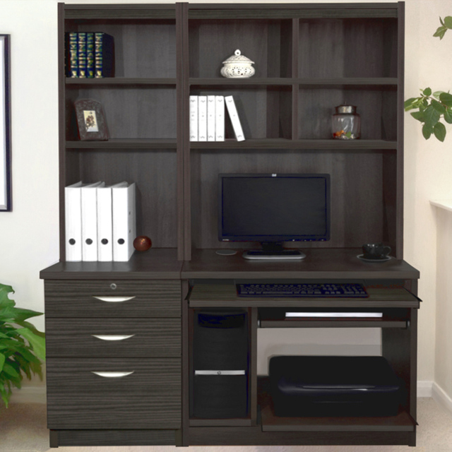R White Cabinets Set 17 3 Drawer Black Computer Desk - image 1