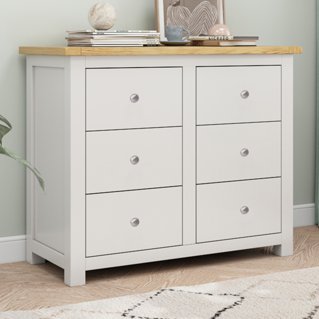 Cabinet Bits Maggiori 6 Drawer Off White Chest of Drawers with Chrome Knob - image 1