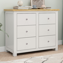 Cabinet Bits Maggiori 6 Drawer Off White Chest of Drawers with Chrome Knob