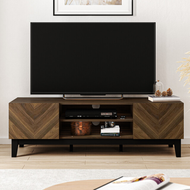 Camborne 2 Door 2 Shelf Brown TV unit - image 1