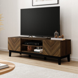 Camborne 2 Door 2 Shelf Brown TV unit - thumbnail 2