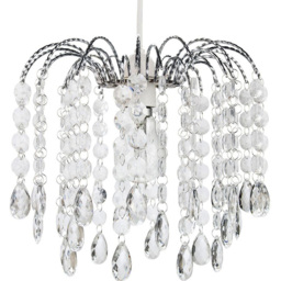 Happy Homewares Waterfall Ceiling Pendant Shade with Transparent Acrylic Droplets and Beads