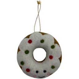 Candy Cane Lane Multicolour Wool Doughnut Hanging Christmas Decoration Ornament - thumbnail 2
