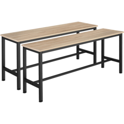 tectake Fairfield 2 Seater Light Wood Sonoma Oak Bench Set of 2 - thumbnail 2
