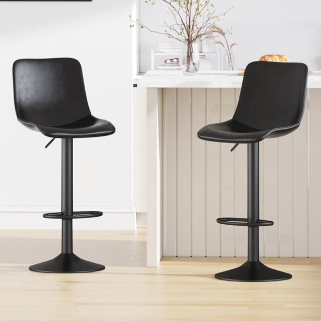 Stefan Black Adjustable Breakfast Bar Stool with Footrest Set of 2 - image 1