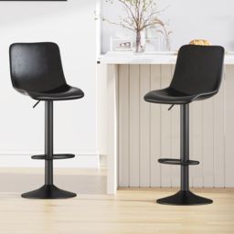 Stefan Black Adjustable Breakfast Bar Stool with Footrest Set of 2 - thumbnail 1