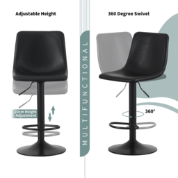 Stefan Black Adjustable Breakfast Bar Stool with Footrest Set of 2 - thumbnail 4