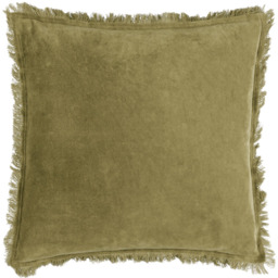 Yard Jaye Moss Velvet Fringed Cushion - thumbnail 1