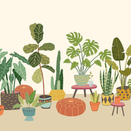 Origin Murals Houseplant Pots Multicolour Wall Mural - thumbnail 2