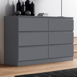 FWStyle Carlton 6 Drawer Matt Grey Chest of Drawers - thumbnail 1