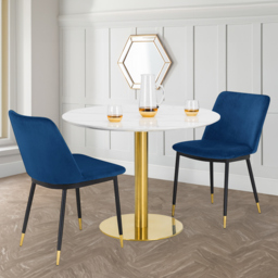 Julian Bowen Palermo Delaunay 2 Seater Round Dining Set White and Blue