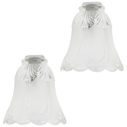 Happy Homewares Frosted and Clear Glass Floral Design Shade 2 Pack