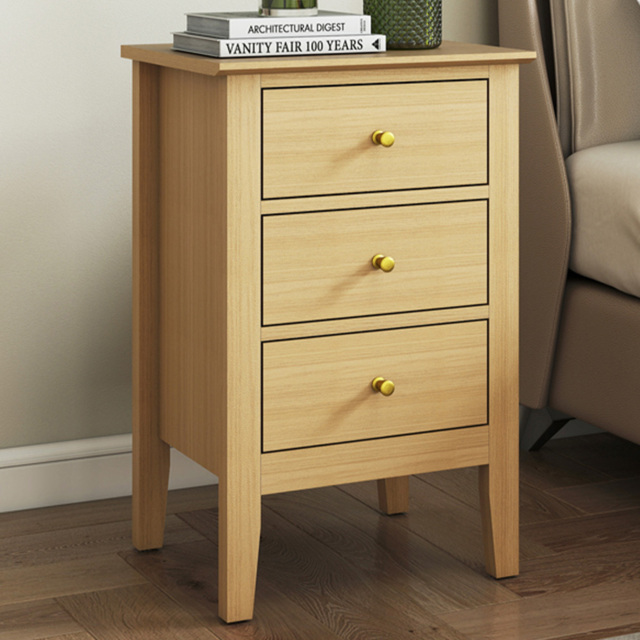 Core Products Henley Oak Effect 3 Drawer Bedside Cabinet - image 1