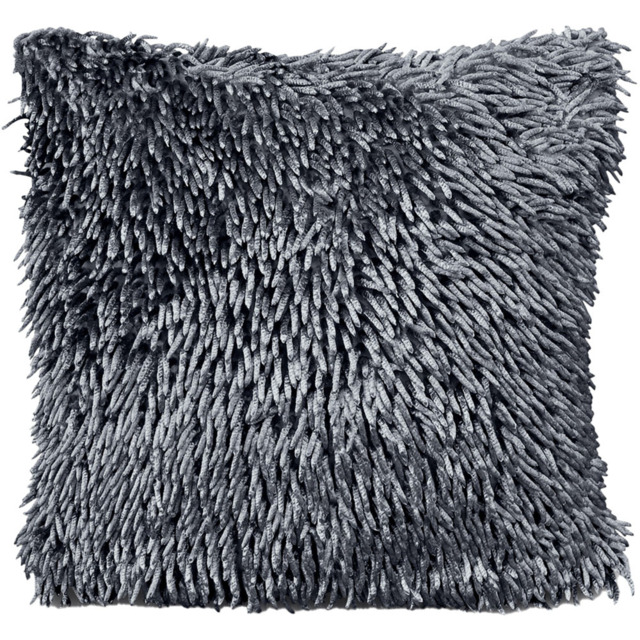 Velosso Shaggy Chenille Charcoal Filled Cushion 43 x 43cm 2 Pack - image 1