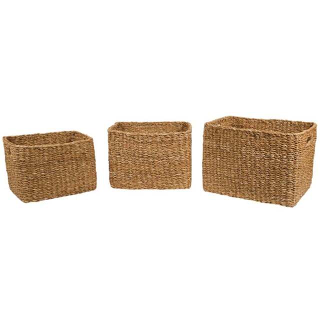 Set of 3 Brown Rectangular Storage Baskets - image 1