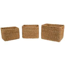 Set of 3 Brown Rectangular Storage Baskets - thumbnail 1