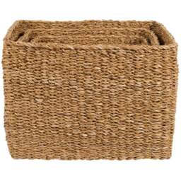 Set of 3 Brown Rectangular Storage Baskets - thumbnail 3
