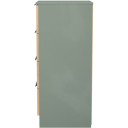 Crowndale Java Slatt Effect and Reed Green 4 Drawer Tall Bedside Cabinet - thumbnail 3