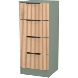 Crowndale Java Slatt Effect and Reed Green 4 Drawer Tall Bedside Cabinet - thumbnail 4