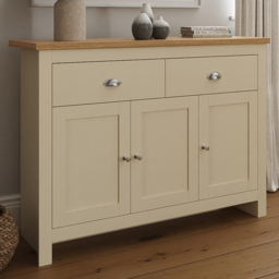 GFW Lancaster 3 Door 2 Drawer Cream Large Sideboard - thumbnail 1