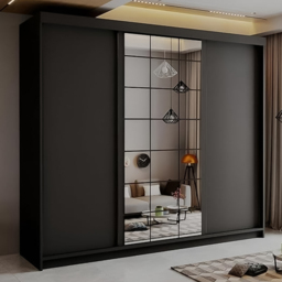 Sliding Wardrobes 4U Collin Black 3 Door Mirror Wardrobe