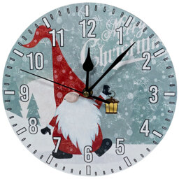 Xmas Haus Round Gonk Santa Christmas Wall Clock 23cm - thumbnail 1