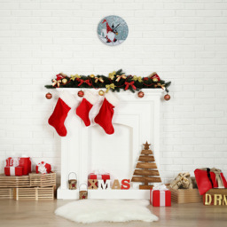 Xmas Haus Round Gonk Santa Christmas Wall Clock 23cm - thumbnail 2