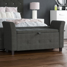 Vida Designs Seville Linen Dark Grey Storage Ottoman - thumbnail 1