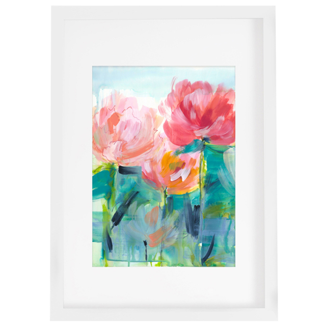 Laura Ashley Abstract Peonies White Frame Wall Art 70 x 100cm - image 1