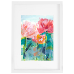 Laura Ashley Abstract Peonies White Frame Wall Art 70 x 100cm - thumbnail 1