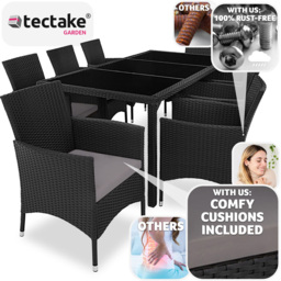 tectake Valencia 8 Seater Black and Grey Garden Furniture Set with Cover - thumbnail 3