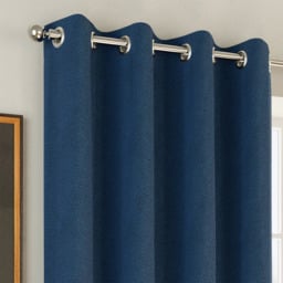 Enhanced Living Herringbone Navy Blackout Eyelet Thermal Curtains 117 x 183cm - thumbnail 2