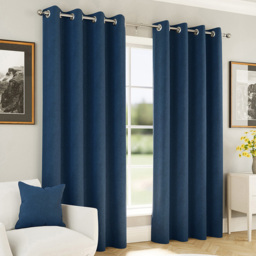 Enhanced Living Herringbone Navy Blackout Eyelet Thermal Curtains 117 x 183cm