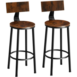 tectake Poole Set of 2 Dark Wood Bar Stools - thumbnail 2