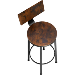 tectake Poole Set of 2 Dark Wood Bar Stools - thumbnail 3