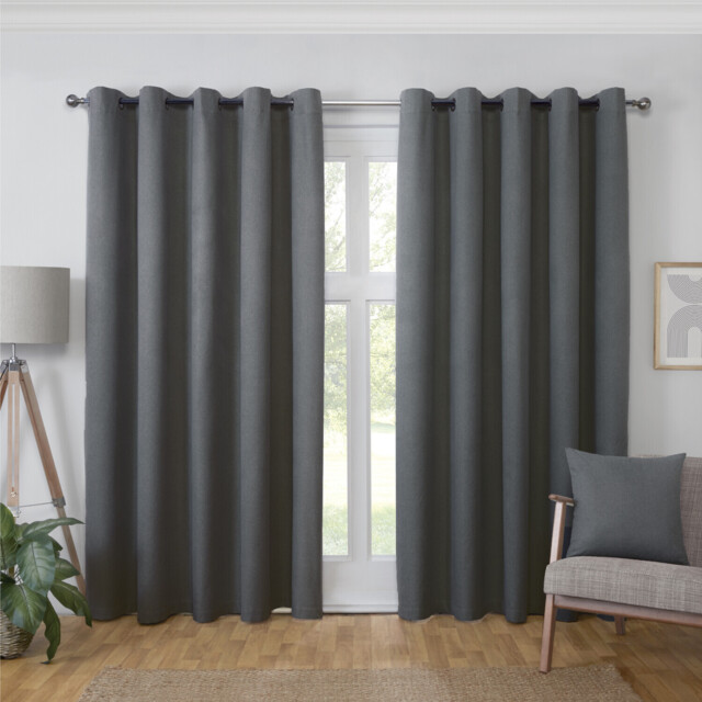 My Home Linden Charcoal Blackout Curtains 168 x 137cm - image 1